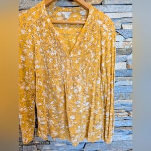 Lucky Brand Yellow Floral Blouse, Size L
